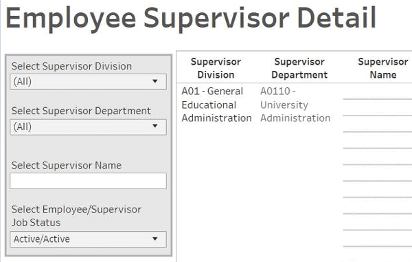 Screenshot of Employee Supervisor Report
