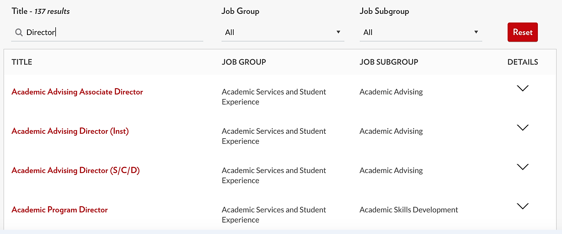 Screenshot of the Title and Standard Job Description Library