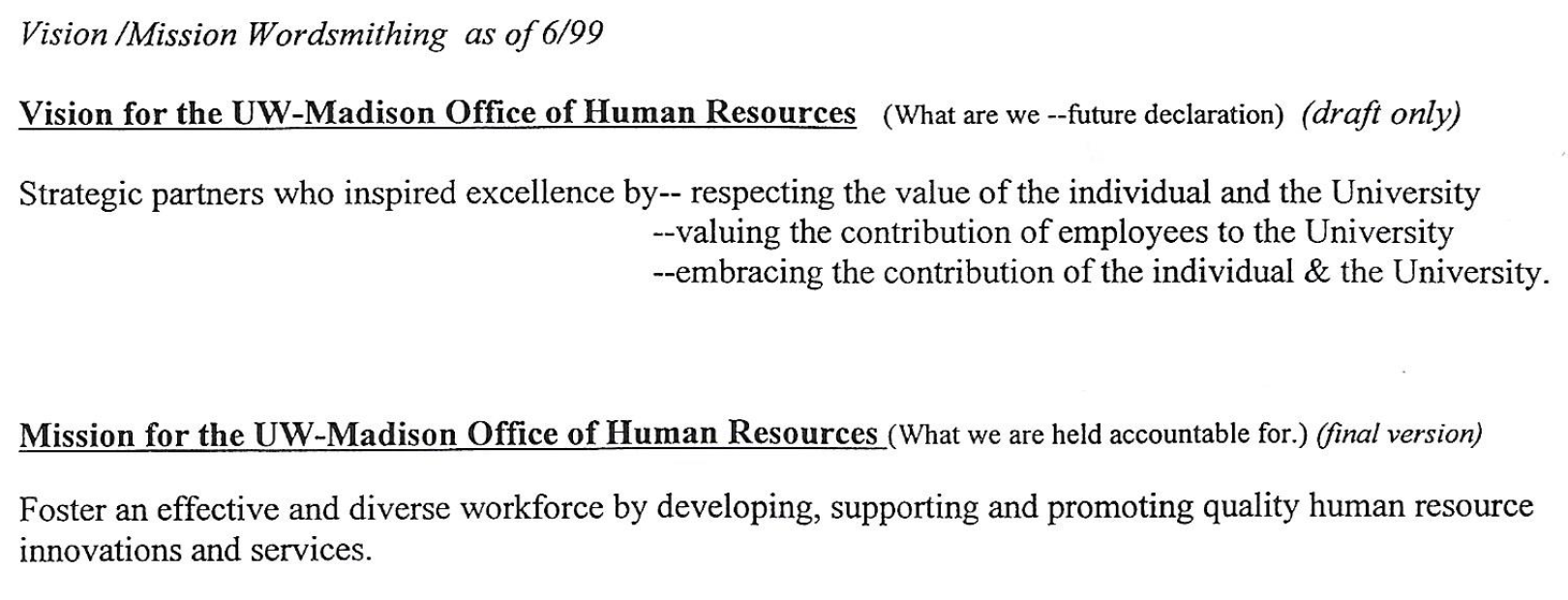 1999 OHR Mission Statement