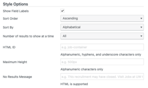 Screenshot showing the style options.