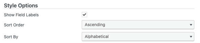 Screenshot showing a popup containing show label option.