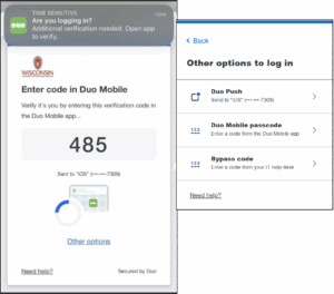 Screenshot showing the code appearing in the Duo Mobile app.