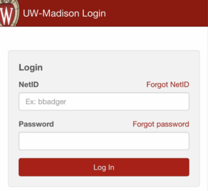 Screenshot of the net id login screen.