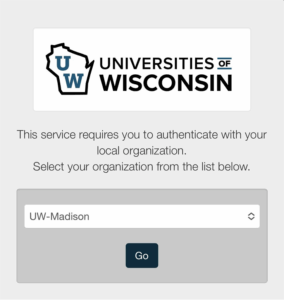 Screenshot of the option to select UW–Madison.
