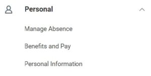 Screenshot of links to the the Workday apps.