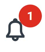 Workday notifications icon. A bell with a red bubble overlay that displays a numerical count of notifications.